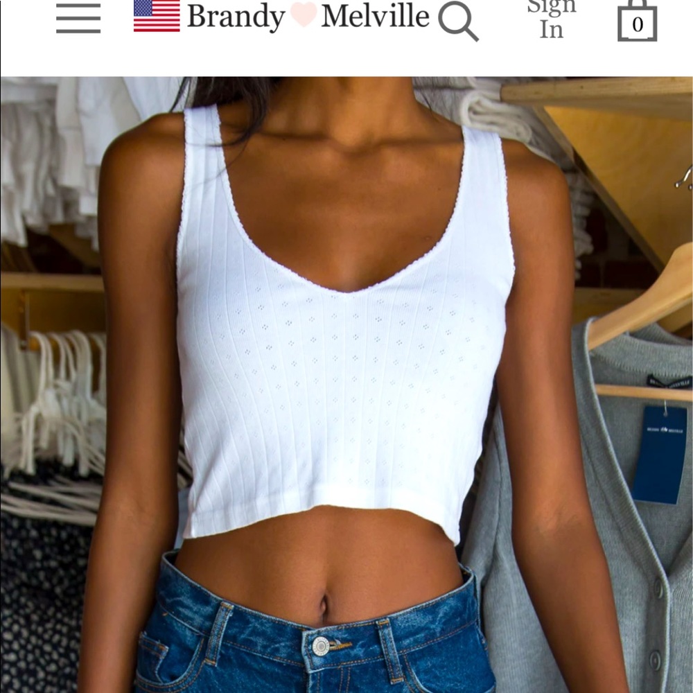 brandy melville white eyelet cropped top!✨🤍